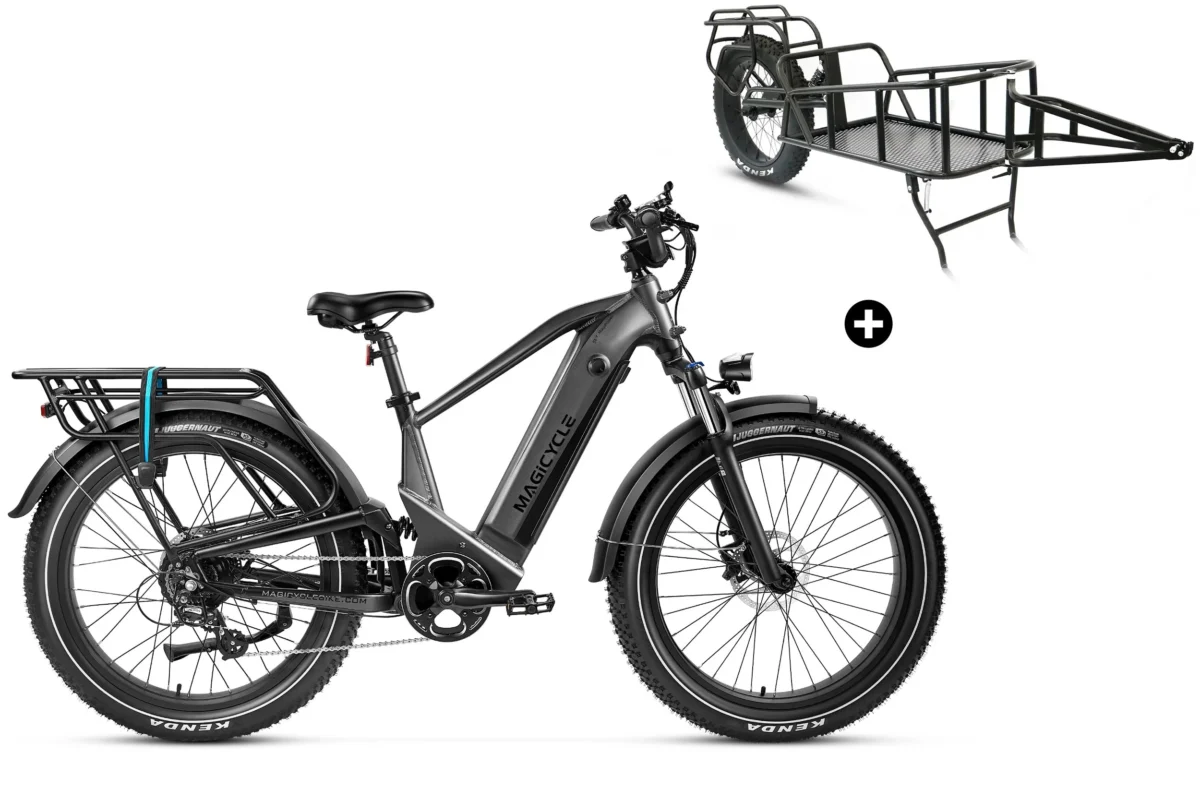 Bundle Sale - Magicycle Deer Step-over E-Bike With A Cargo Trailer - Gray