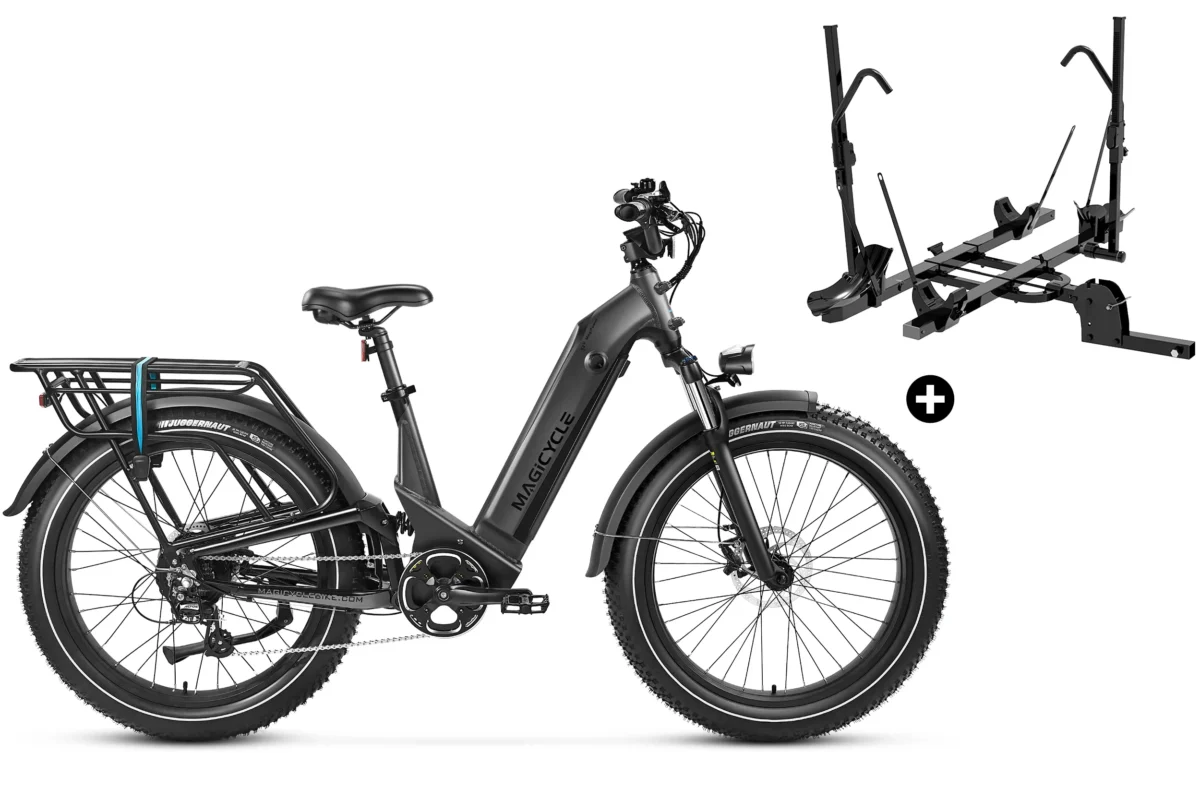 Bundle Sale - Magicycle Deer Step-thru E-Bike With A Hitch Bike Rack - Space Gray