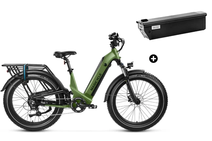 Bundle Sale - Magicycle Deer Step-thru E-Bike With An Extra 20Ah Battery - Army Green