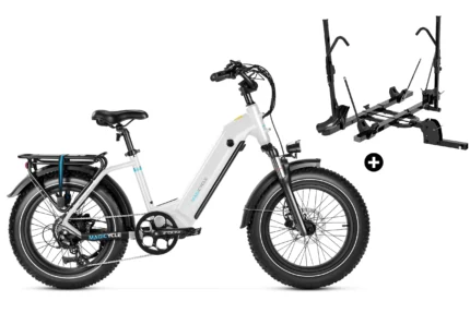 Bundle Sale - Magicycle Ocelot Pro E-Bike With A Hitch Bike Rack - Perl White