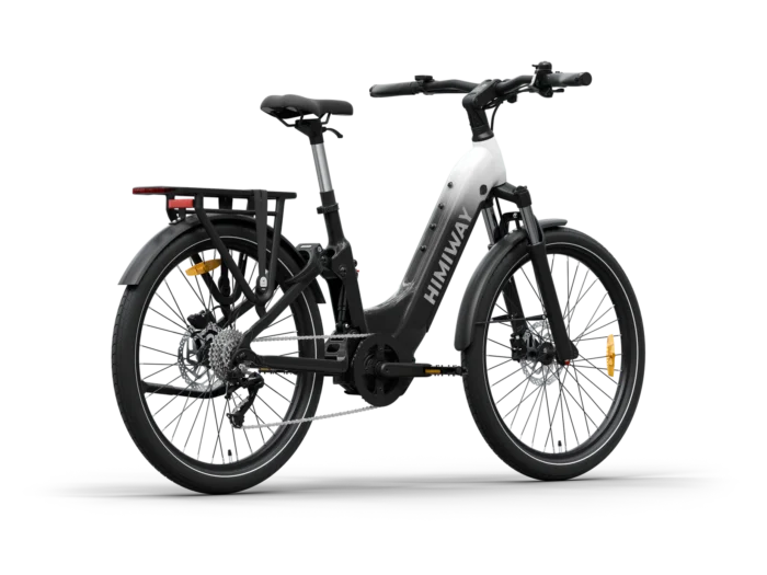 Himiway A7 Pro : Urban Electric Commuter Bike ST - Black & White - Back View