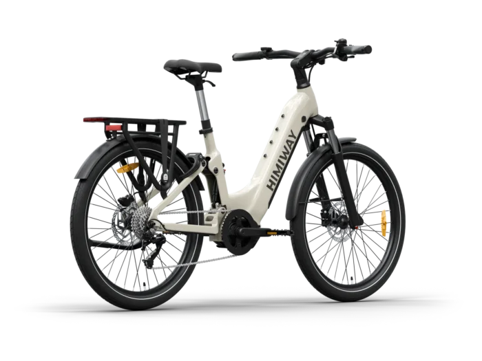 Himiway A7 Pro : Urban Electric Commuter Bike ST - LightGrey - Back Side